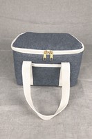 Sac isotherme tissé chiné avec double fermeture éclair et poignée en sangle pour boîte à lunch