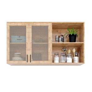 Gabinetes de Cocina Modernos de 1.2m con Puerta de Madera Sólida y Paneles de Malla, Fácil Instalación, Modelo TBT68008 de Madera de Caucho - Product Image 2