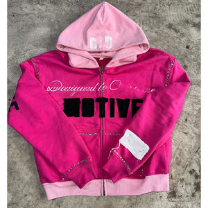 Vente en gros personnalisé hiver grande taille solide soleil délavé Streetwear 100% coton survêtement strass sweat à capuche survêtement survêtement survêtement - Product Image 3