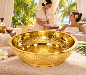 Fauteuil de pédicure en cuivre martelé finition dorée, de haute qualité, écologique, professionnel, pour salon, avec massage par pétrissage, sans tuyauterie - Product Image 5
