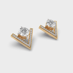 Boucles d'oreilles en diamant de laboratoire taille ronde, or rose 14 carats |   Clarté VS1, couleur F, pour boucles d'oreilles en diamant certifiées, tendance, pour femmes, pour mariage - Product Image 2