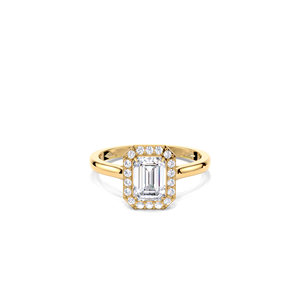 IGI Certified 1.18CT Emerald Cut Halo Lab Grown Diamond Engagement <b>Ring</b> 9K Yellow/White/Rose Gold Geometric Frame Bridal <b>Ring</b> - Product Image 6