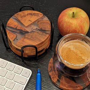 Posavasos de madera de resina elegante con garantía de calidad utilizado debajo de las velas, macetas pequeñas o frascos de vidrio para evitar arañazos a precio de fábrica - Product Image 4