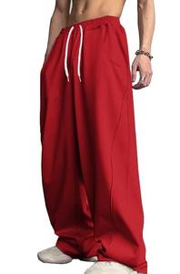 Custom Design High Quality Casual Loose Oversize Baggy <b>Men's</b> Sweatpants Premium Quality <b>Red</b> Color Wide Leg Baggy <b>Trouser</b> Pants - Product Image 2