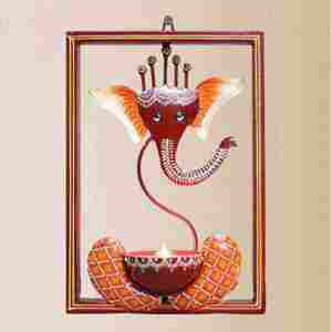 Porte-bougie mural Ganesha spirituel de qualité supérieure, éclairage indien pour la prière, décoration intérieure, festival Diwali et cadeaux d'entreprise - Product Image 4