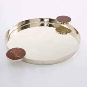 Bandeja de corte de acero inoxidable hecha a mano moderna Bandejas de plata Superficie martillada Artesanía Rectángulo y bandejas cuadradas Martillo - Product Image 4