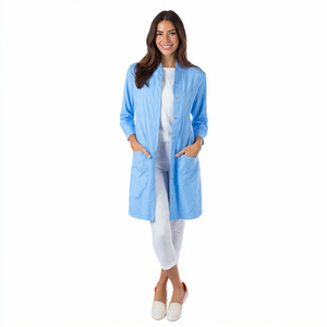 RT-147 LOGO personnalisé professionnel unisexe coton Polyester uniformes hospitaliers médecin-infirmière porter blouse de laboratoire blanche - Product Image 5