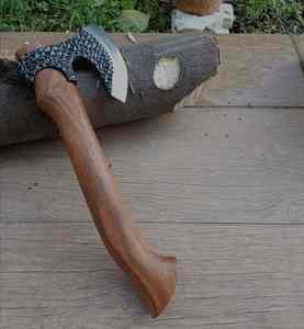Handmade High Carbon Steel Tomahawk Hatchet Multi-Purpose Camping Outdoor Survival <b>Axe</b> Industrial Rose <b>Wood</b> Handle Leather - Product Image 2