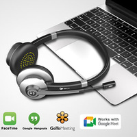 Casque Sans Fil à Suppression de Bruit avec Micro Stéréo PC avec Fonction Mute & 26H de Conversation pour Bureau Ordinateur Smartphone Réunions Zoom