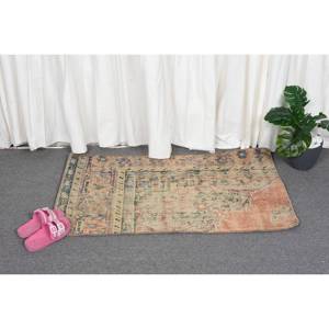 Vintage 2 X 3.5ft Beige Orange Laine Tapis Classique Grande Surface Tapis Turc Patchwork Rectangle Abstrait Latex pour Tapis De Chambre - Product Image 4