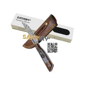 Acier damas superbe couteau Bowie manuel pleine couronne de cerf poignée 13.75 "gaine en cuir cadeau de chasse à haute teneur en carbone 1095 + 15N20 - Product Image 2