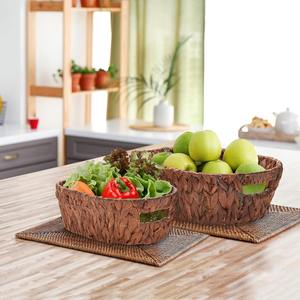 Hand weaving bread basket small sized <b>water</b> hyacinth bowl baskets natural fiber <b>containers</b> - Product Image 3