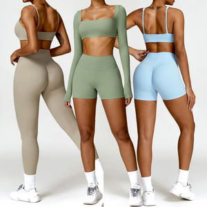 Venta al por mayor Fitness Yoga Wear 2 piezas sin costuras entrenamiento mujeres gimnasio conjuntos logotipo personalizado impresión apoyo logotipo personalizado Yoga Set - Product Image 4