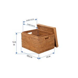 Cesta rectangular de ratán con tapa, cesta de almacenamiento hecha a mano, venta al por mayor, ecológica, hecha en Vietnam - Product Image 2