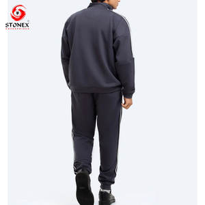 Ensemble survêtement homme personnalisé pour l'hiver, en molleton de coton de haute qualité, léger, respirant, avec fermeture éclair, tenue décontractée, impression de logo personnalisé - Product Image 3