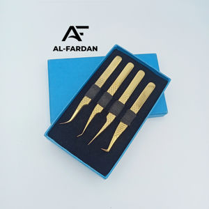 Pinzas para pestañas Diamond Grip Plasma Gold Color Acero inoxidable sostenible Probado a mano Pinzas de extensión de pestañas puntiagudas - Product Image 1