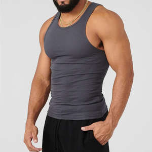 Logo personnalisé coton hommes entraînement été respirant impression débardeurs Fitness Stringer hommes côtelé débardeur - Product Image 4