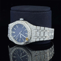 Montre mécanique pour homme en moissanite avec diamants brillants, verre analogique, bracelet en acier inoxydable, mouvement automatique
