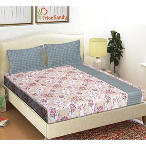 Juego de 3 piezas # # # # 100% Algodón # # # # Estampado Floral # # # # 240TC # # # # Juego de Sábanas y Fundas de Almohada para Cama Doble (SHKV1030) - Product Image 4
