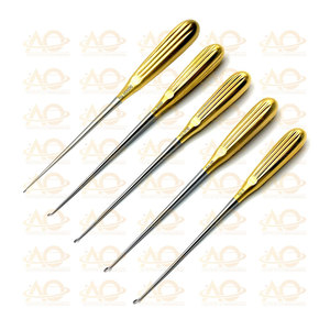 Spratt Brun 26 cm Fig. 0-00000 Paquete de curetas de hueso Juego de 5 curetas curvas de metal de acero inoxidable manual - Product Image 2