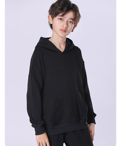 Patrón sólido 100% algodón pulóver sudadera para niños primavera Otoño e Invierno capucha polar técnica teñida Lisa para venta al por mayor - Product Image 4