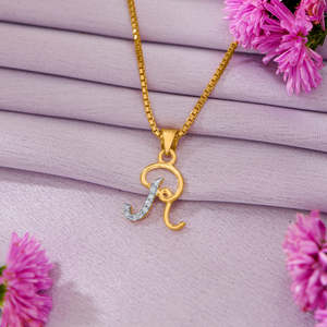Collier Pendentif Alphabet Chrétien Plaqué Or Radiant R avec Cristal et Perle – Cadeau Bijou - Product Image 1