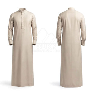 Simple Saudi Classic <b>Thobe</b> Casual Lightweight Breathable Cotton Tailored Design Neat Collar Front Buttons Comfortable Full - Product Image 6