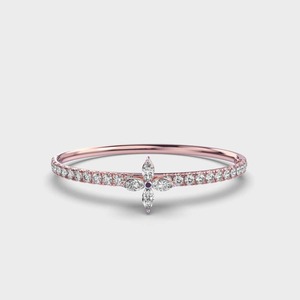 IGI Certified Lab Grown Round & Marquise Cut Diamond Butterfly Bangle in 18K Yellow / White & Rose Gold Designer Bracelet - Product Image 4