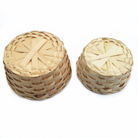 Panier de rangement rond en bois, panier cadeau, panier de service avec poignée, artisanal, écologique, multifonctionnel, Vietnam
