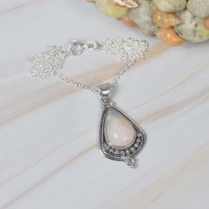Black Ethiopian <b>Opal</b> 925 Sterling Silver Gemstone Chain <b>Necklace</b> October Birthstone Natural Stone Handmade Jewelry Gift for Her - Product Image 3