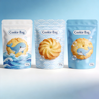 Sacs d'emballage en plastique brillant personnalisés avec logo imprimé, résistants à l'humidité, pour biscuits et snacks, vente en gros d'usine