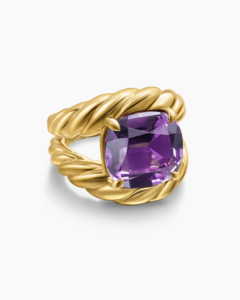 Marbella Classic 18K <b>Gold</b> Plated <b>Ring</b> <b>Amethyst</b> and Diamond Jewelry for Women IGI Certified Fashion Jewelry - Product Image 1