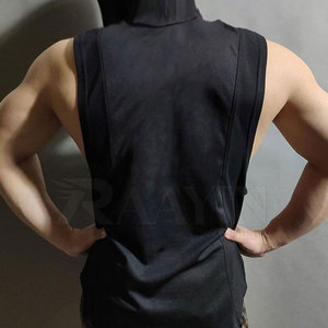 Camiseta sin Mangas con Capucha Extra Grande de Alta Calidad para Hombre, Ropa Urbana, Fitness, Gimnasio, Transpirable, Tejida, 100% Algodón, Diseño al por Mayor - Product Image 4