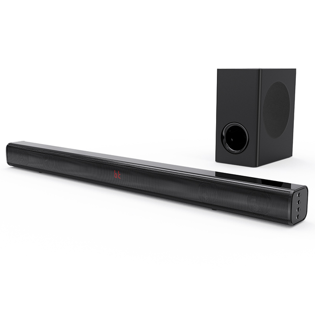 Good Sound Hot Home Theater System with Stereo Aluminum Alloy Optical/ARC/AUX/Bluetooth/ TF Card Sound Bar with Subwoofer