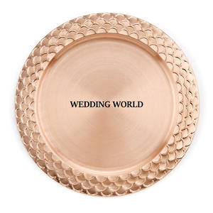 Plaque de charge en métal martelé Table de forme ronde Plaque de charge de luxe décorative Vente à chaud de plaque de dessous en métal de luxe - Product Image 2