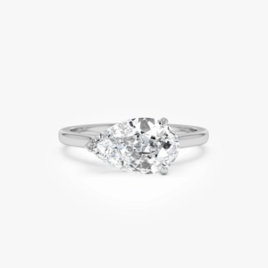 Opulent Horizontal East-West Set Pear Shaped Lab Grown Diamond <b>Ring</b> 1.00 Ct E-F VS 14K Gold Daily Wear Fine Jewelry Gift - Product Image 1