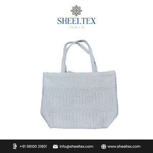 Bolso de mano de algodón tejido a mano decorado con flores de alta calidad, dos asas, forro de poliéster económico, funda de bolso, regalo perfecto - Product Image 2