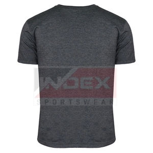 INDEX Men's Gray <b>V</b>-Neck Short Sleeve T-Shirt Regular <b>Fit</b> Cotton Jersey Casual Breathable Front Logo Print - Product Image 4