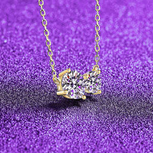 Collar de Moda con Colgante de Moissanita Toi Et Moi, Corte Brillante VVS, 0.75 CT, Plata de Ley 925, para Compromiso o Cumpleaños - Product Image 5