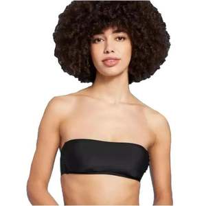 Top Bikini Donna Wild Fable Nero XS con Dettagli Metallici a Diamante, Design Scavato e Laccetti in Spandex/Nylon con Stampa Frutta e Lettere - Product Image 1