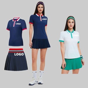 2025 nouvelles femmes personnalisé respirant Fitness à manches courtes fermeture éclair Polo T-Shirt séchage rapide Golf Tennis jupe ensembles - Product Image 3