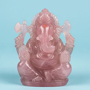 Sculpté à la main cadeau d'affaires Ganesha Statue Figurine Quartz Rose pierre précieuse semi-précieuse artisanat gravé en Inde cristal de guérison - Product Image 6