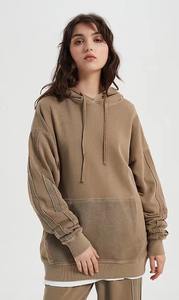 380gsm 100% algodón invierno High Street Vintage lavado hombres cremallera secado rápido transpirable Regular Fit costura Logo personalizado Sudadera con capucha - Product Image 3