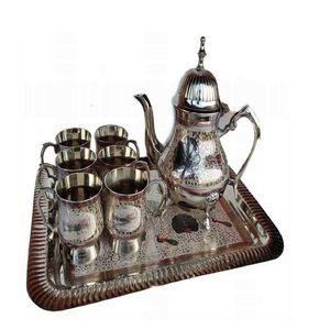 ชุดเสิร์ฟพร้อมเหยือกน้ำทรงสูงสำหรับตกแต่งชุดกาแฟและชาสไตล์วินเทจสีแดงและสีทอง - Product Image 2