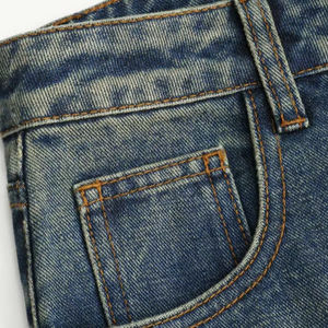 ODM/OEM, pantalones vaqueros informales cómodos personalizados para mujer, ropa de calle transpirable con lágrimas lavadas que se desvanecen, MOQ bajo aceptado para el verano - Product Image 5