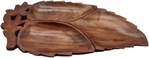 Bandejas de madera para frutas secas Sheesham Buff de grado alimenticio tallado a mano por un artesano galardonado (en forma de hoja, 12,5x6 pulgadas) - Product Image 3