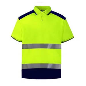 Mannen Werkkleding Polo T Shirt Groothandel Hoge Zichtbaarheid Shirts Voor Mannen Op Maat Gemaakte Veiligheid Hot Selling Reflecterende Veiligheid Polo Shirt
