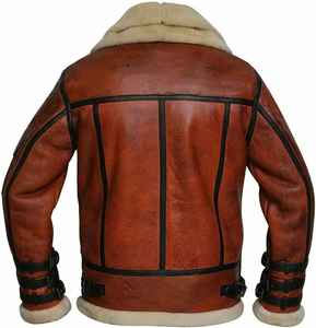 Vente en gros Mode Hommes Long Shearling Aviateur Pilote Bomber Veste en cuir Imperméable Chauffant avec Logo Personnalisé Matelassé pour l'hiver - Product Image 5