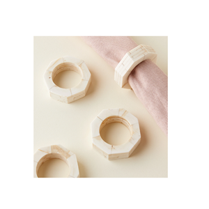 Rond de serviette incrusté d'os pour forme hexagonale avec acier poli pour restaurant utiliser au meilleur prix couleur blanc naturel - Product Image 6