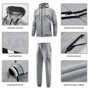 Chándal de alta calidad hecho de Material de algodón 100% transpirable de secado rápido a prueba de viento para hombres gimnasio ejercicio y entrenamiento chándal - Product Image 4